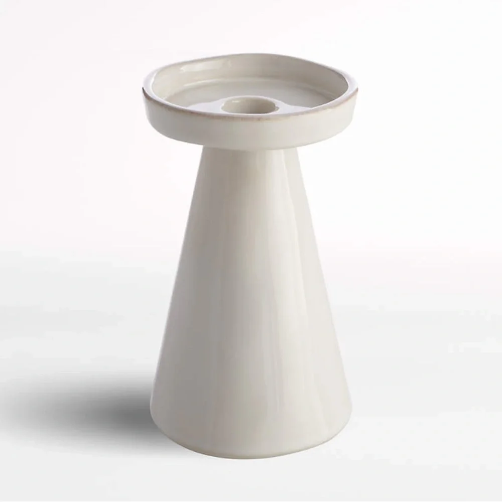 Crate&Barrel Marin White Taper/Pillar Candle Holders